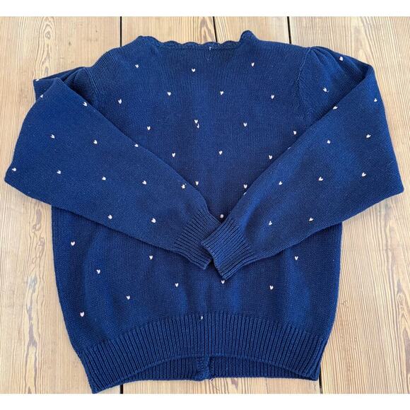 Vintage Margules Knit Sweater Cardigan FloralEmbroidered Navy Button Down L - Picture 2 of 7
